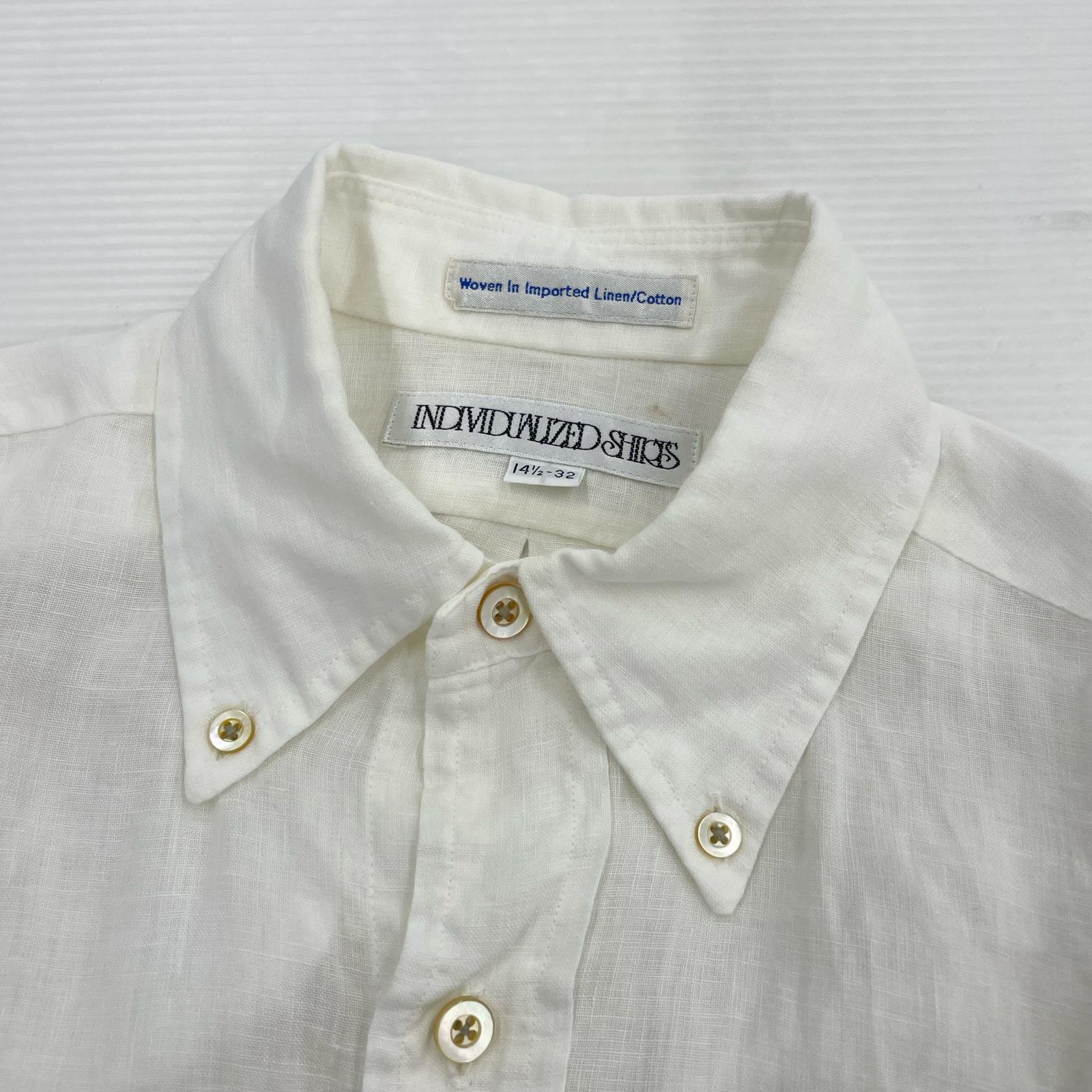 長袖シャツ individualized shirts Woven linen/cotton ホワイト