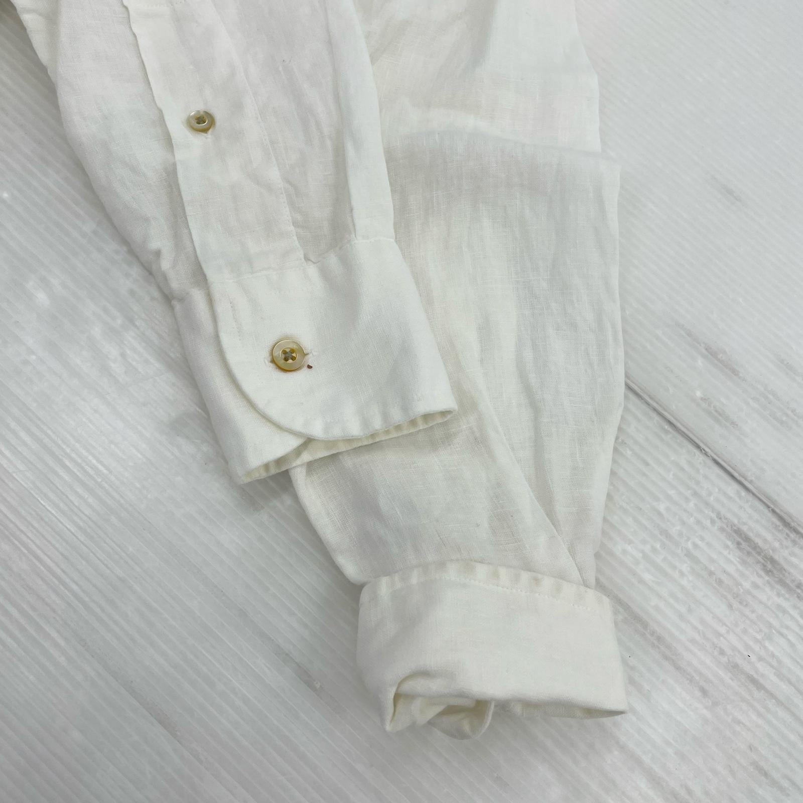 長袖シャツ individualized shirts Woven linen/cotton ホワイト