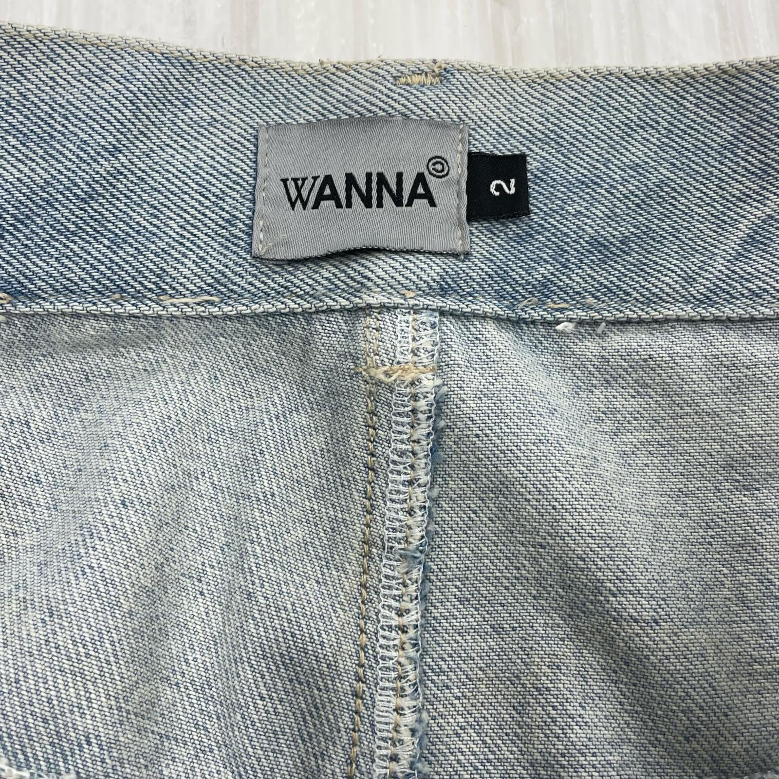デニムパンツ WANNA デザインバギーデニム (2) 2 ブルー