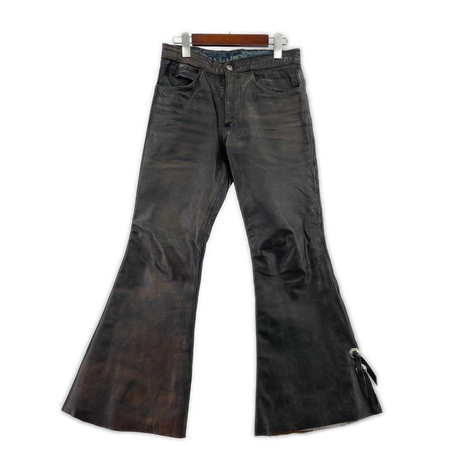 デニムパンツ 70s レザーカスタム ブーツカット 刻印4 42TALON W29 L29 ブラック