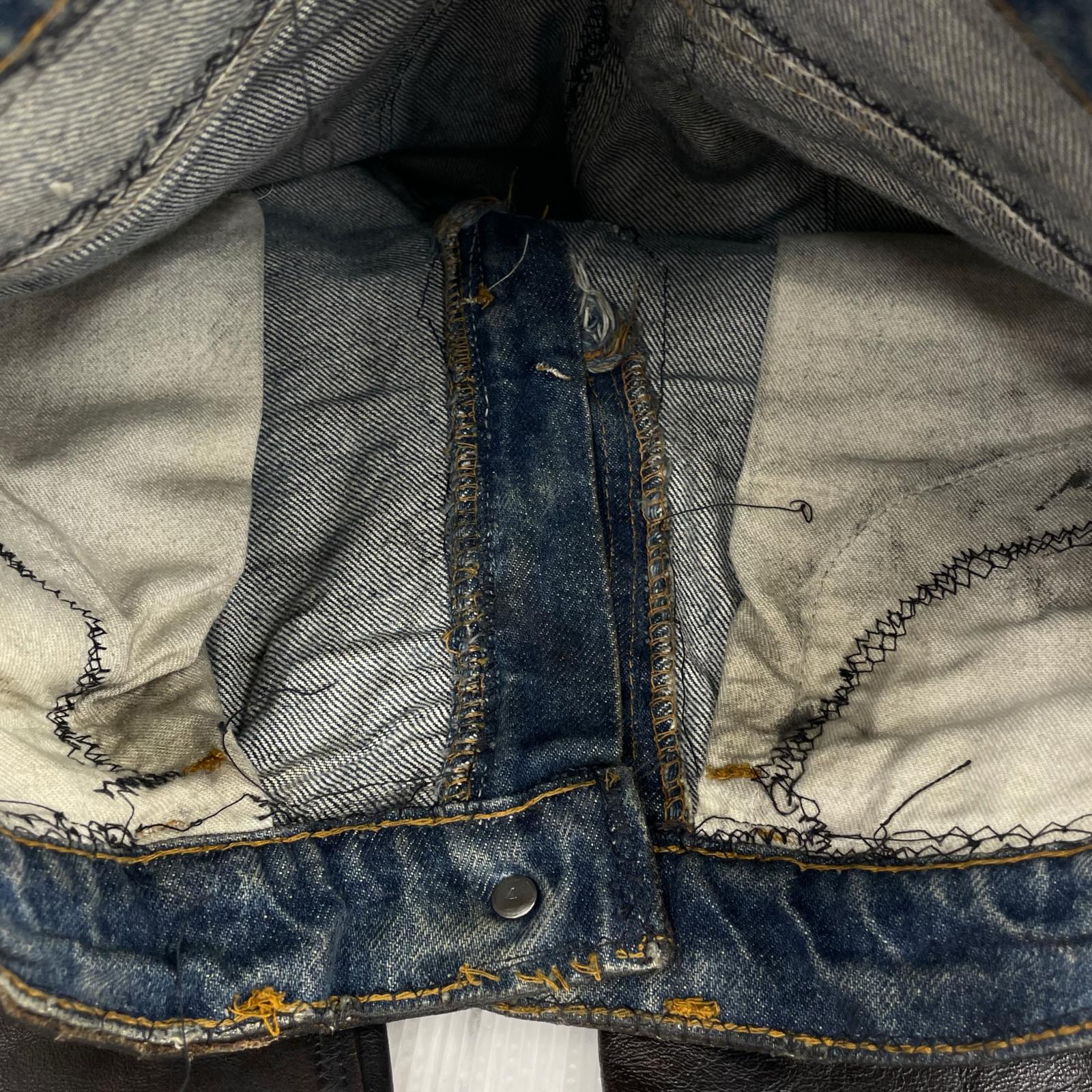 デニムパンツ 70s レザーカスタム ブーツカット 刻印4 42TALON W29 L29 ブラック