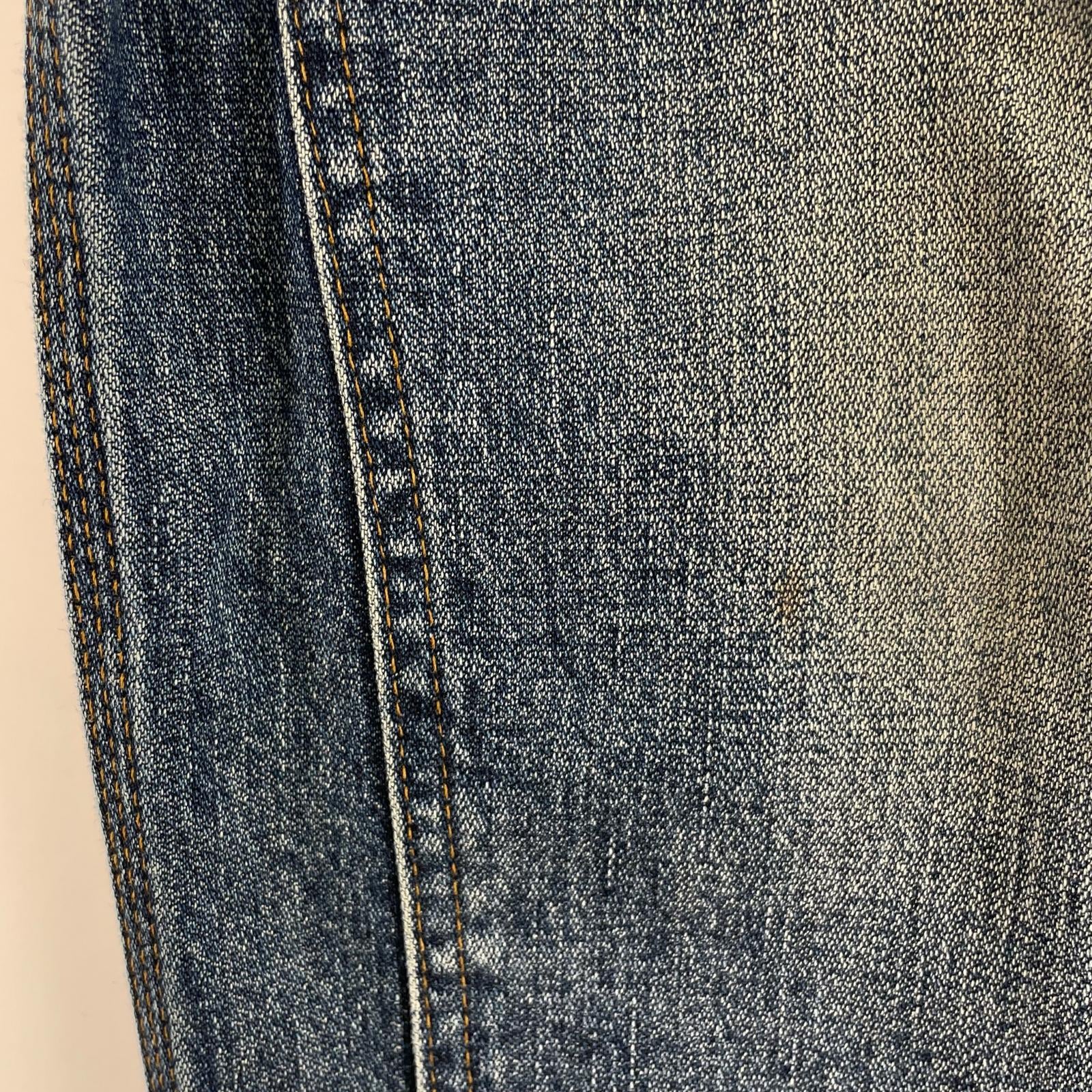 デニムパンツ ×UNFOLLOW ダブルニーデニムパンツ L ブルー