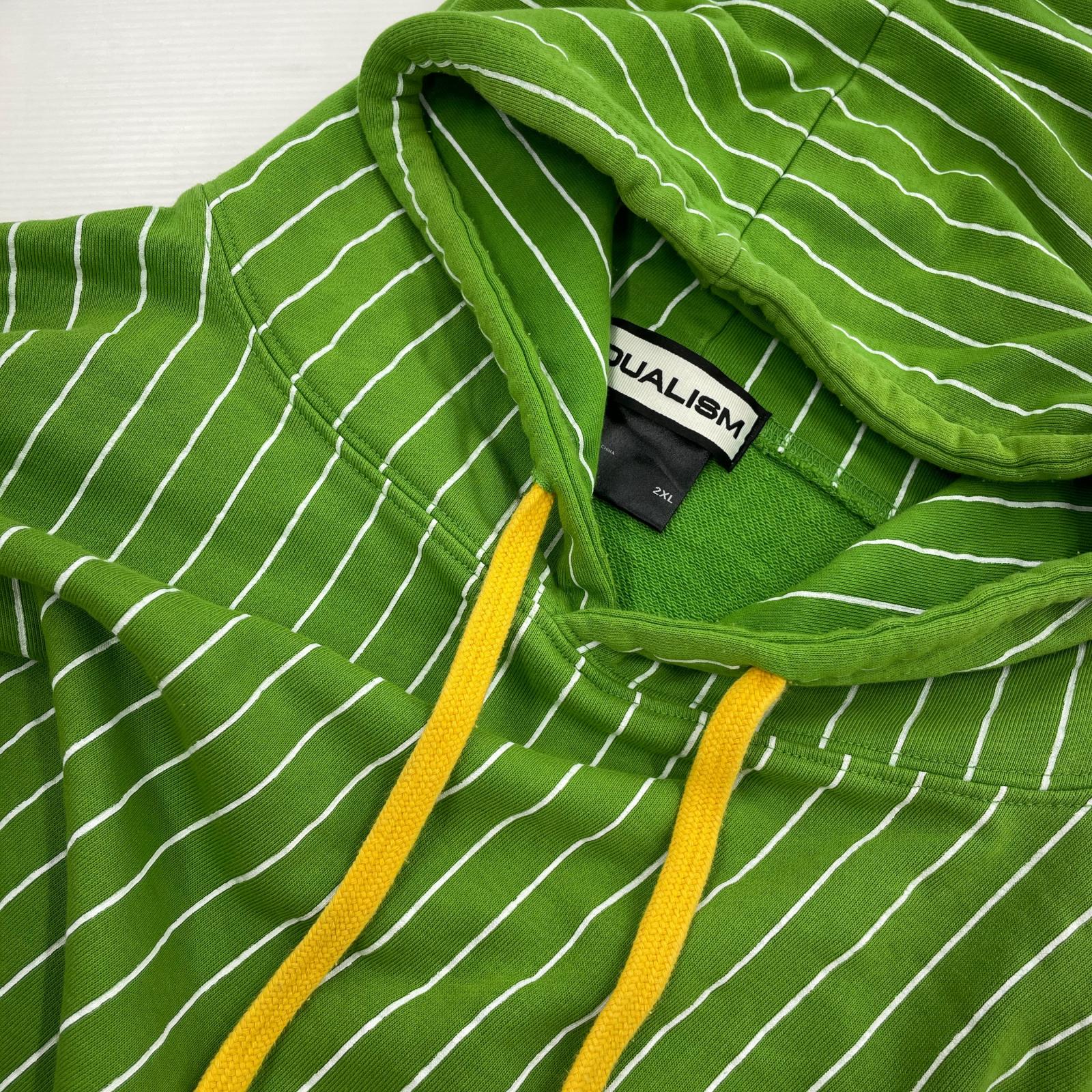 パーカー DUALISM BIGワッペン ストライプ (2XL) 緑 グリーン