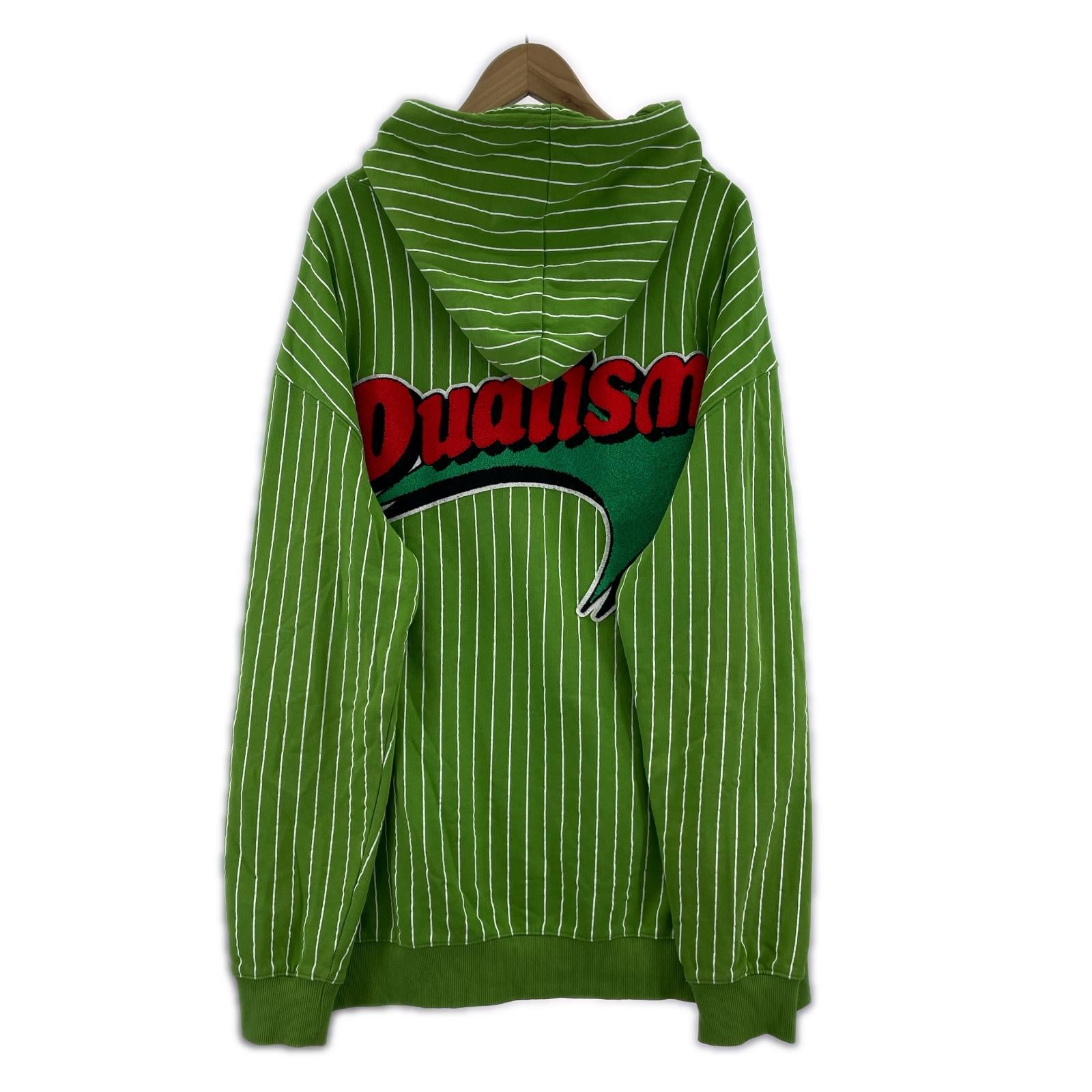 パーカー DUALISM BIGワッペン ストライプ (2XL) 緑 グリーン