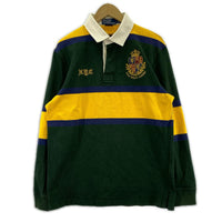 長袖Ｔシャツ ラガーシャツ ボーダー ワッペン 緑 (L) L