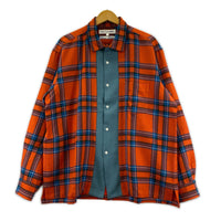 長袖シャツ COMME des GARCONS SHIRT 90s フロント切替 チェックシャツジャケット L レッド×ブルー L