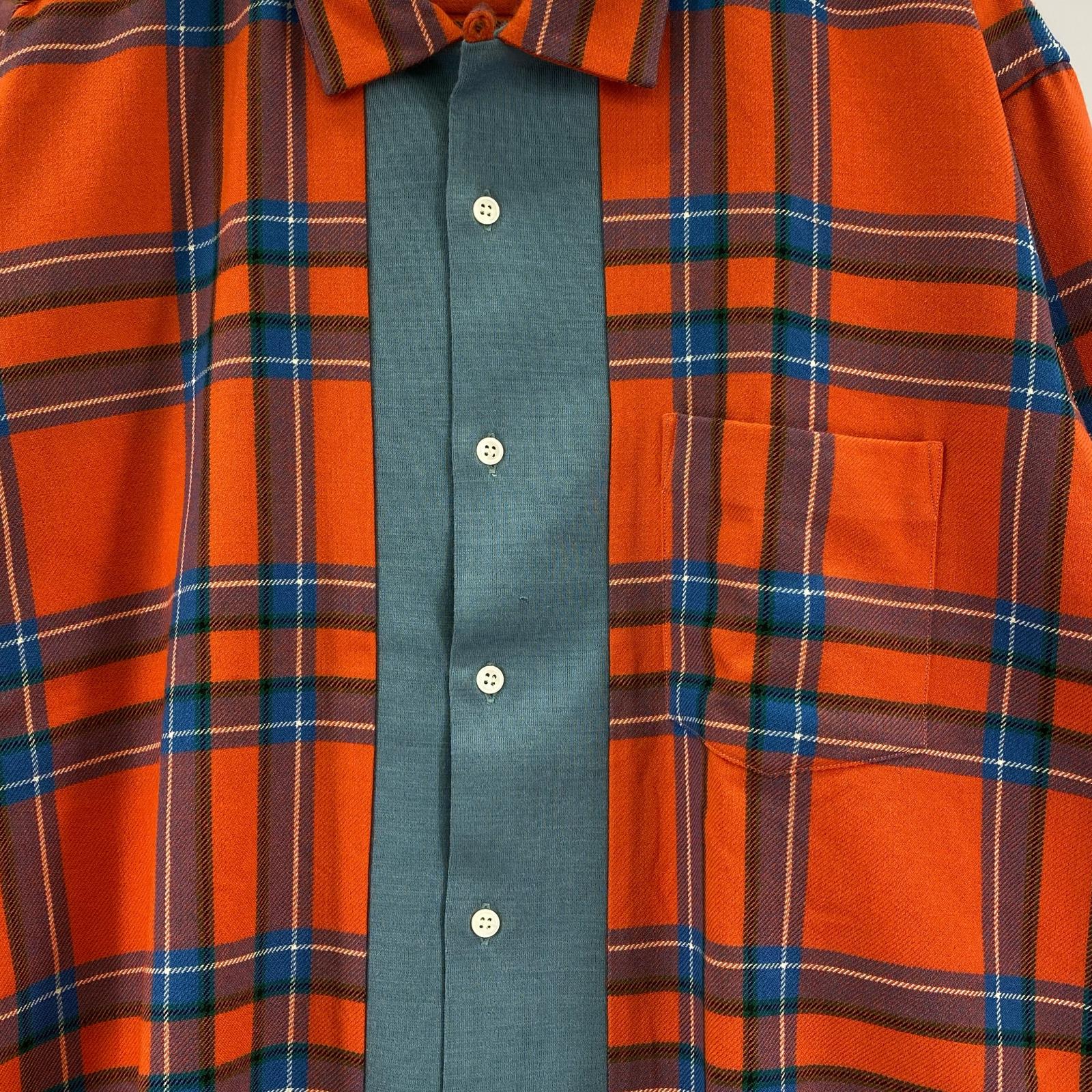 長袖シャツ COMME des GARCONS SHIRT 90s フロント切替 チェックシャツジャケット L レッド×ブルー L