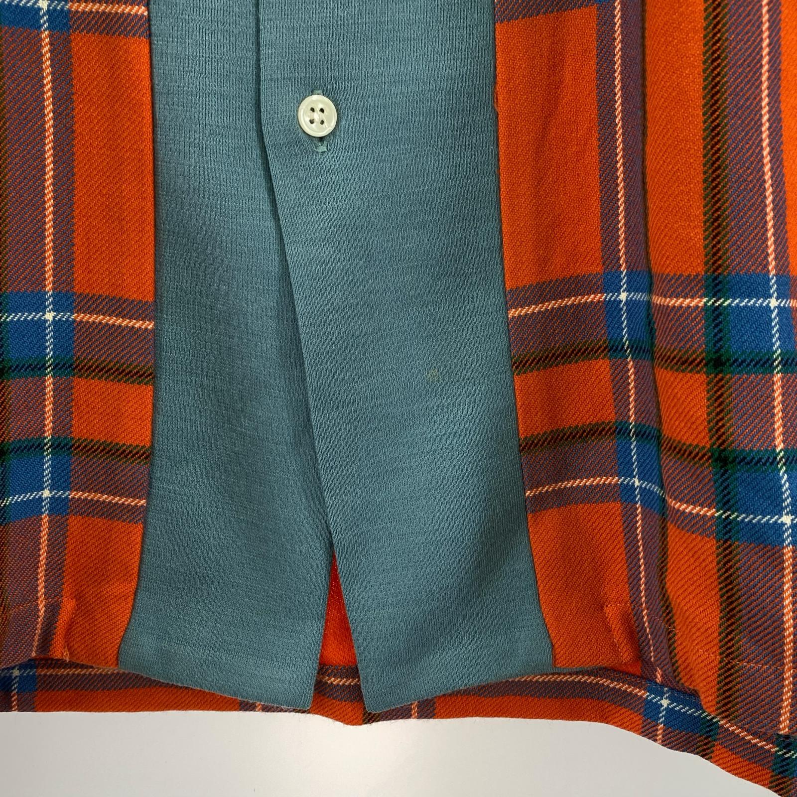 長袖シャツ COMME des GARCONS SHIRT 90s フロント切替 チェックシャツジャケット L レッド×ブルー L