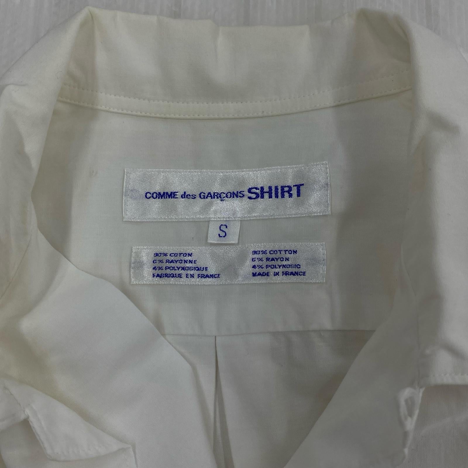 半袖シャツ COMME des GARCONS SHIRT 裾刺繍デザイン S/Sシャツ S ホワイト S ホワイト