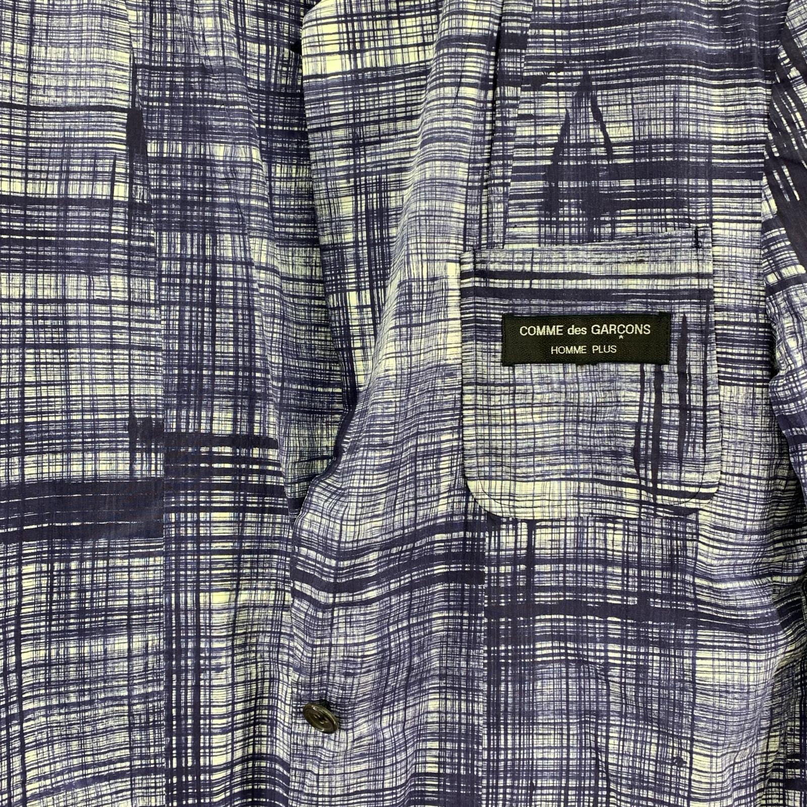 ジャケット COMME des GARCONS HOMME PLUS 90s リネン×シルク×コットン リバーシブルテーラードジャケット S ネイビー S