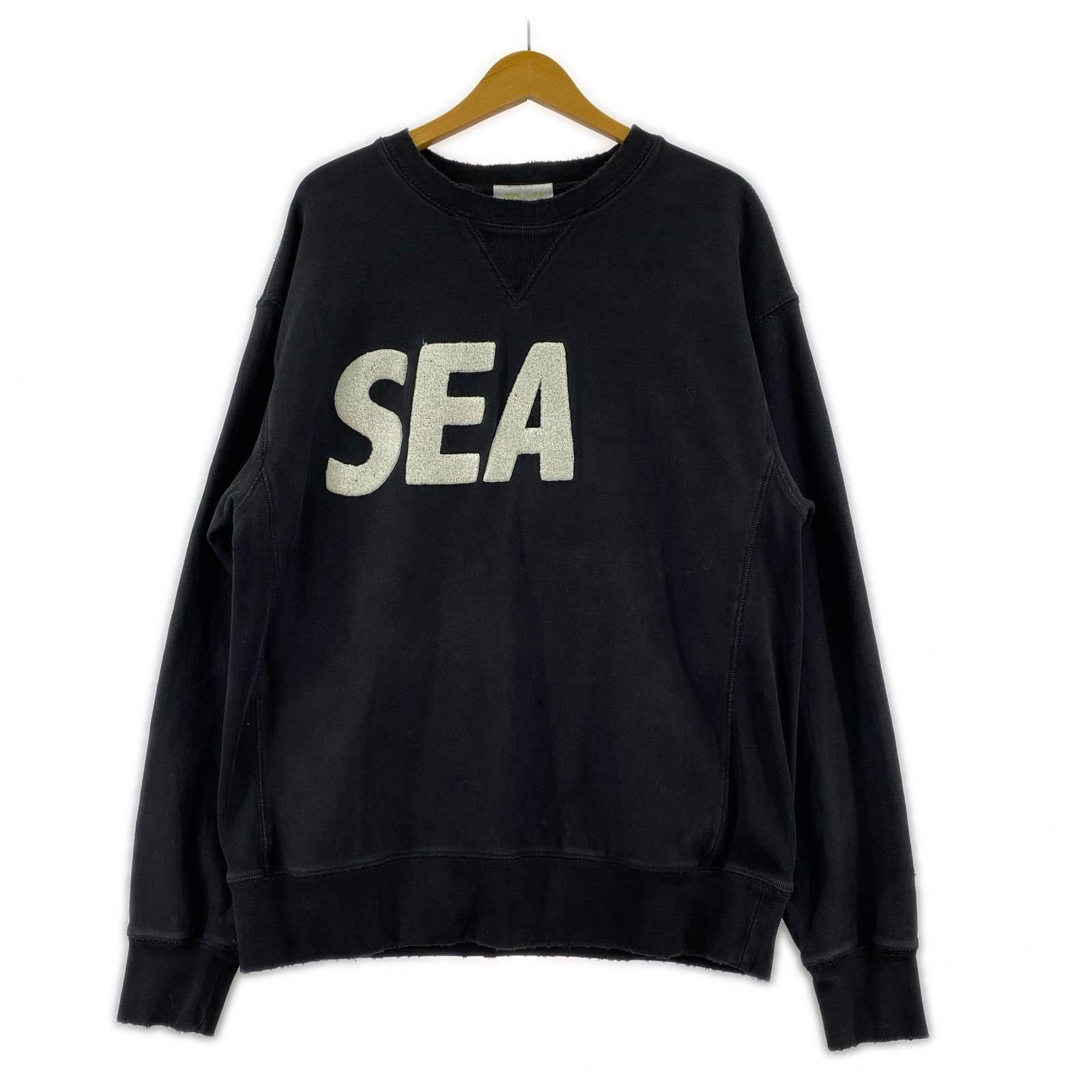 スウェット WIND AND SEA WDS SEA Damaged Crew neck 加工スウェット XL ブラック ブラック