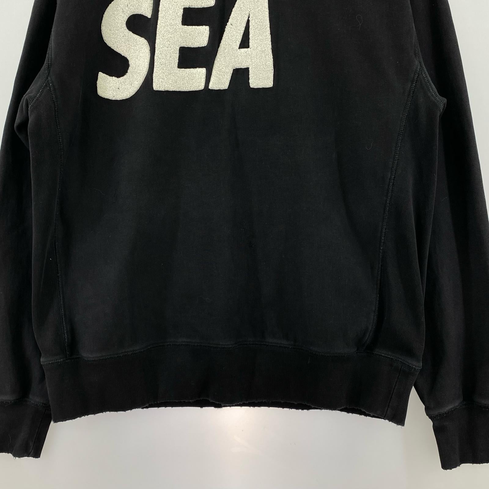 スウェット WIND AND SEA WDS SEA Damaged Crew neck 加工スウェット XL ブラック ブラック