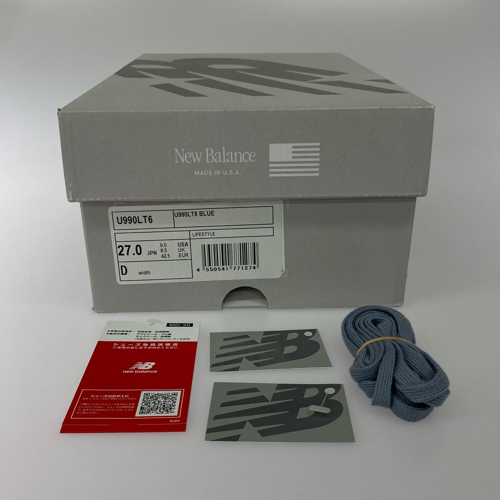 スニーカー NEW BALANCE U990LT6 青 (27) 27cm (US9 UK8 1/2 EU44) ネイビー