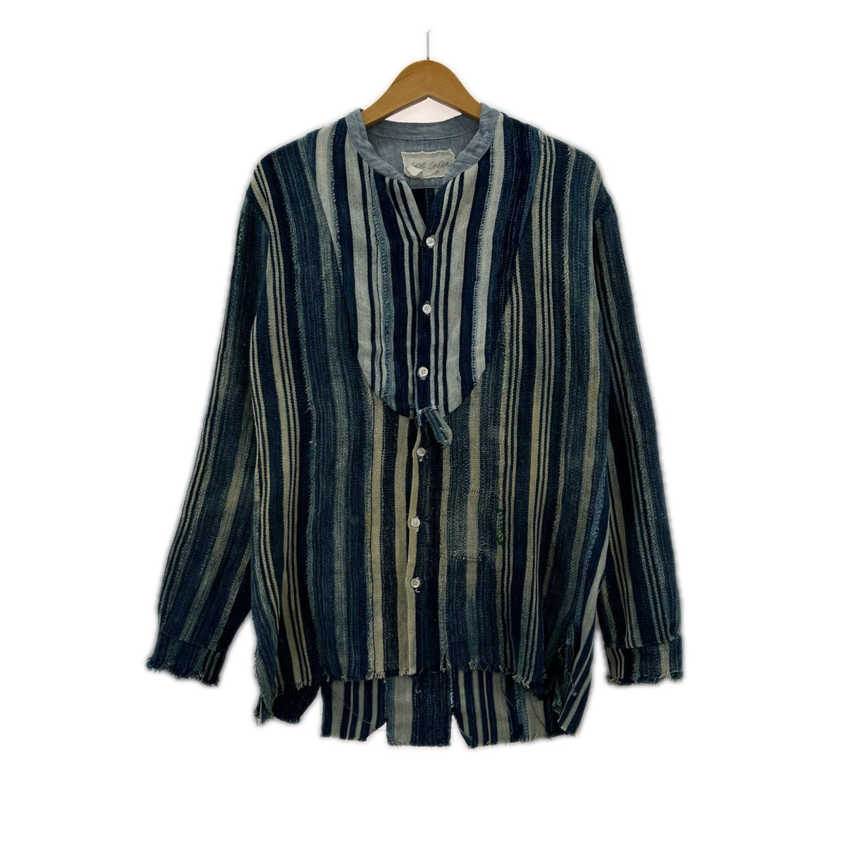 長袖シャツ GREG LAUREN ｱﾌﾘｶﾝｲﾝﾃﾞｨｺﾞ ﾘﾈﾝｽﾄﾗｲﾌﾟｼｬﾂ 1 ｲﾝﾃﾞｨｺﾞ 1 ブルー