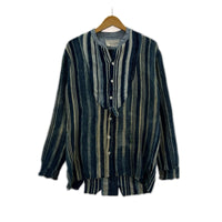長袖シャツ GREG LAUREN ｱﾌﾘｶﾝｲﾝﾃﾞｨｺﾞ ﾘﾈﾝｽﾄﾗｲﾌﾟｼｬﾂ 1 ｲﾝﾃﾞｨｺﾞ 1 ブルー