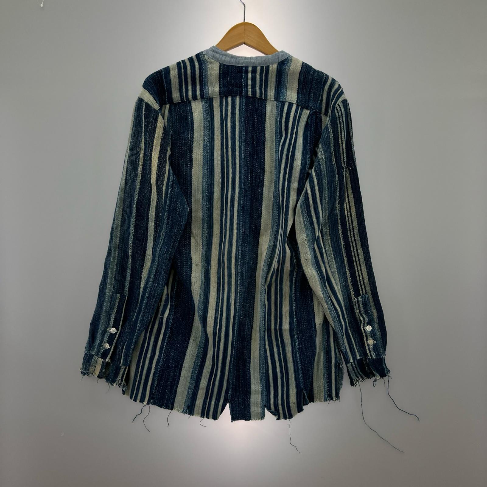 長袖シャツ GREG LAUREN ｱﾌﾘｶﾝｲﾝﾃﾞｨｺﾞ ﾘﾈﾝｽﾄﾗｲﾌﾟｼｬﾂ 1 ｲﾝﾃﾞｨｺﾞ 1 ブルー