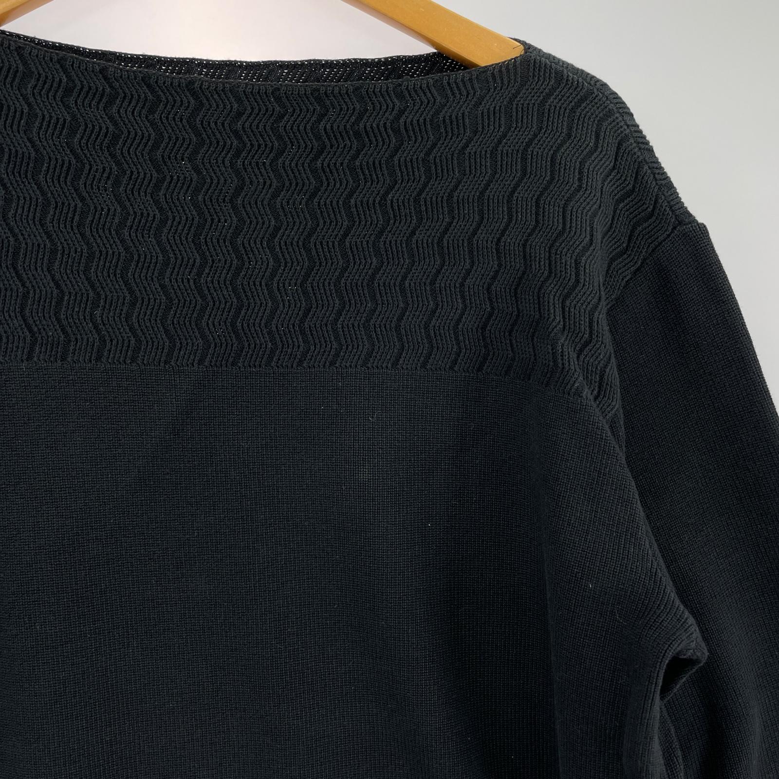 スウェット HOMME PLUS 89SS ボートネック切替スウェット ブラック