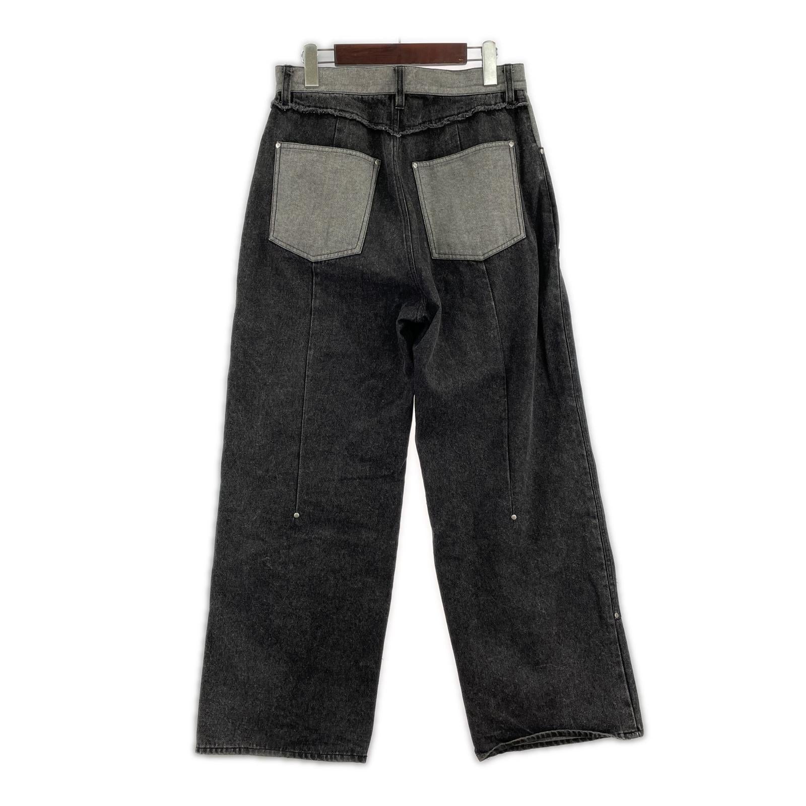 デニムパンツ VIEDIT/Double Knee Wide Denim Pants 1 ブラック