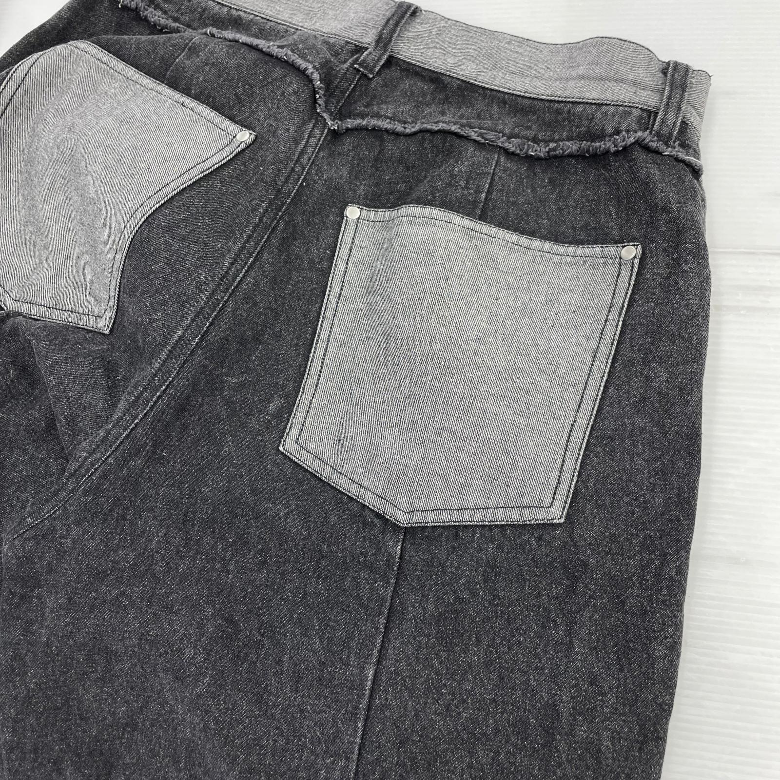 デニムパンツ VIEDIT/Double Knee Wide Denim Pants 1 ブラック
