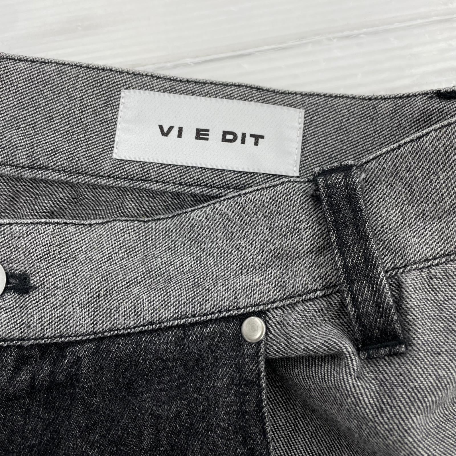 デニムパンツ VIEDIT/Double Knee Wide Denim Pants 1 ブラック