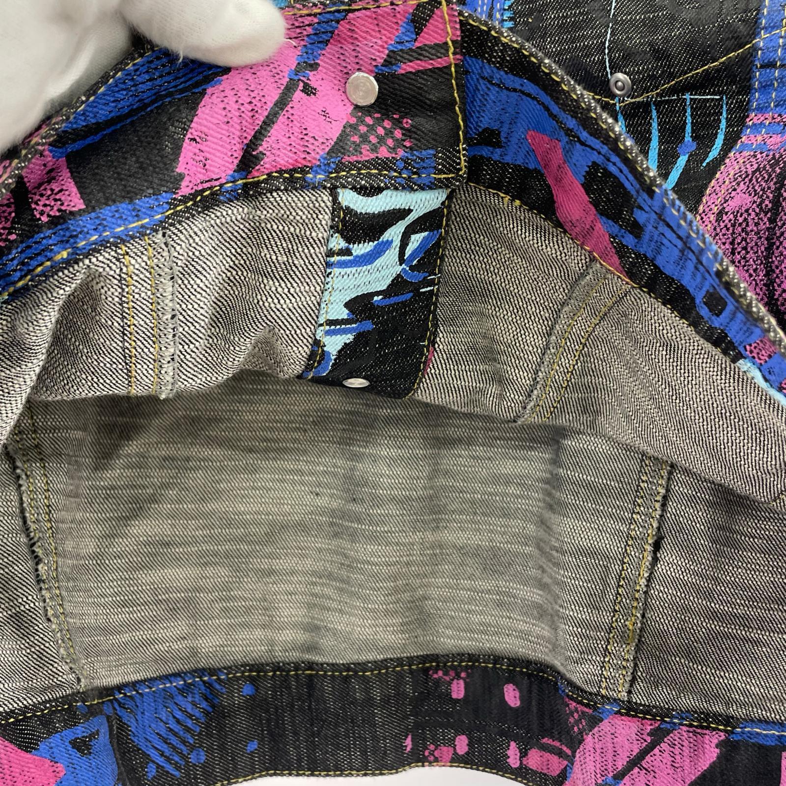 デニムジャケット QUICKSILVER ペイント総柄 M ブラック