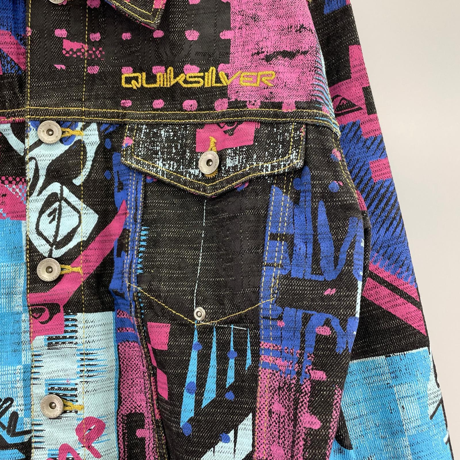 デニムジャケット QUICKSILVER ペイント総柄 M ブラック