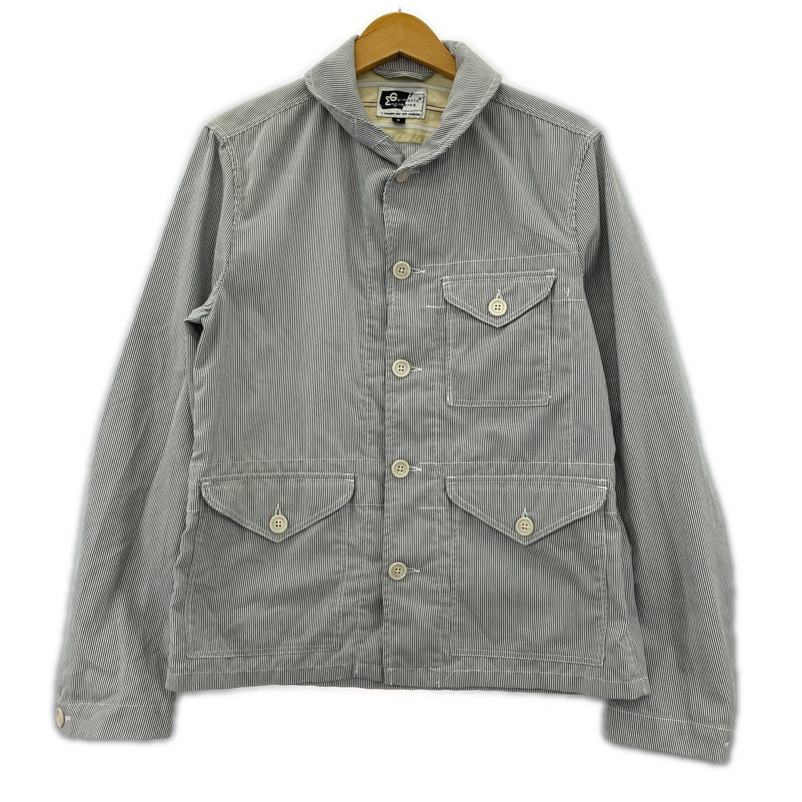 ジャケット ショールカラーストライプジャケット BLU (S) S グレー