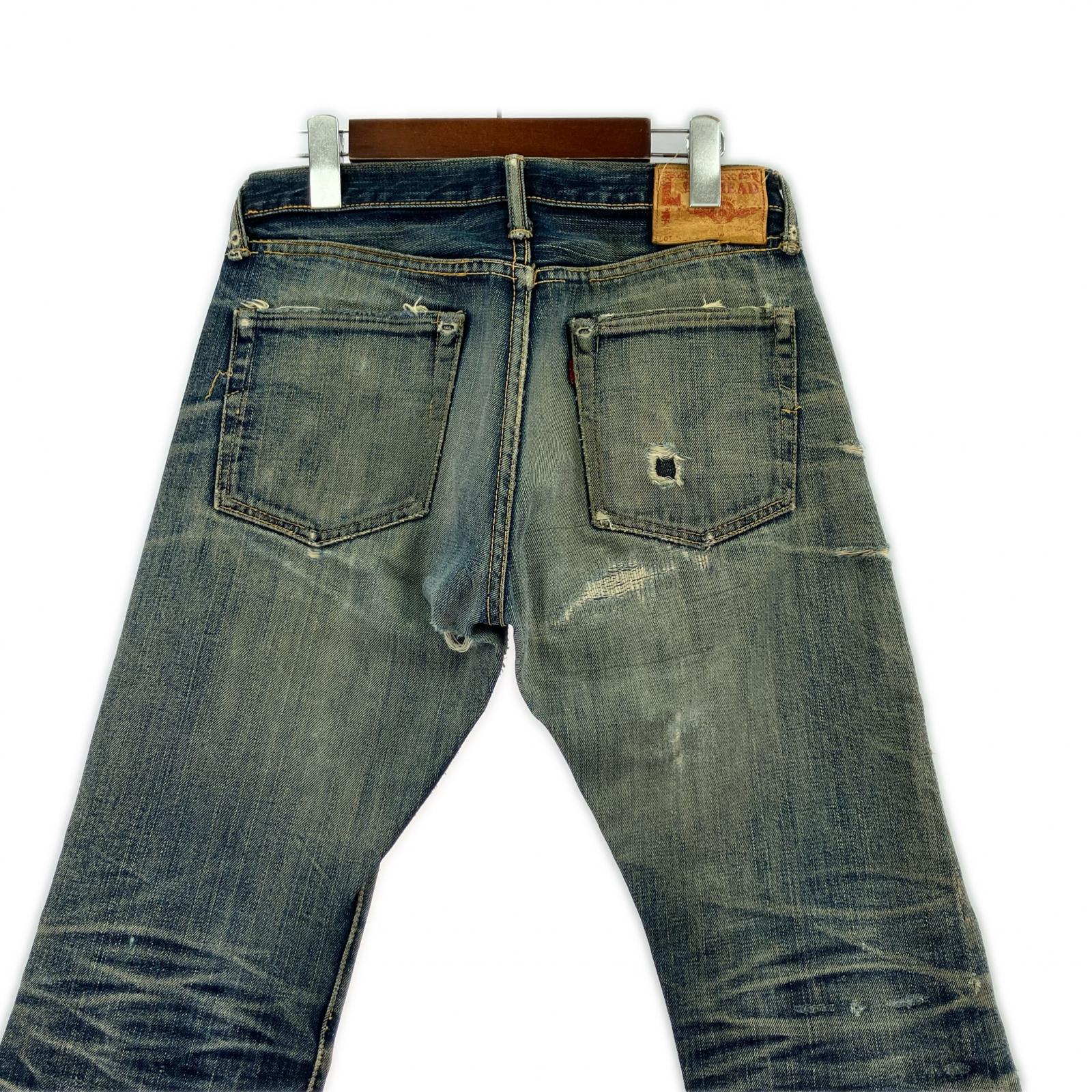 デニムパンツ THE FLAT HEAD ブーツカットデニム リペア (W29) ネイビー
