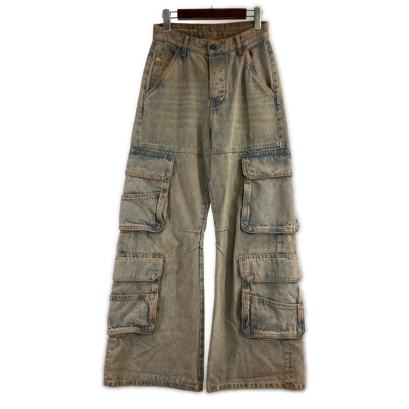 デニムパンツ DIESEL D-SIRE-CARGO-D 加工 カーゴデニムパンツ 23 L30 ブルー