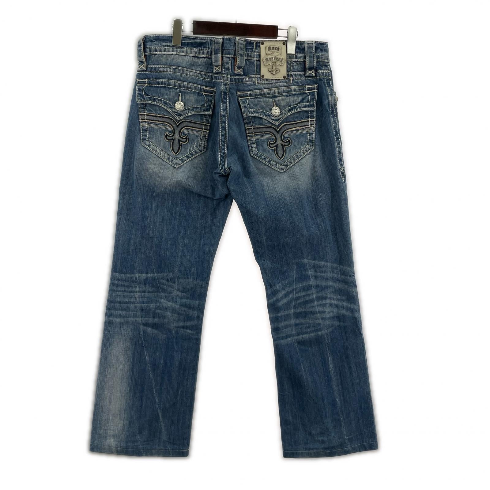 デニムパンツ Rock Revival 加工デニムパンツ 33 ブルー