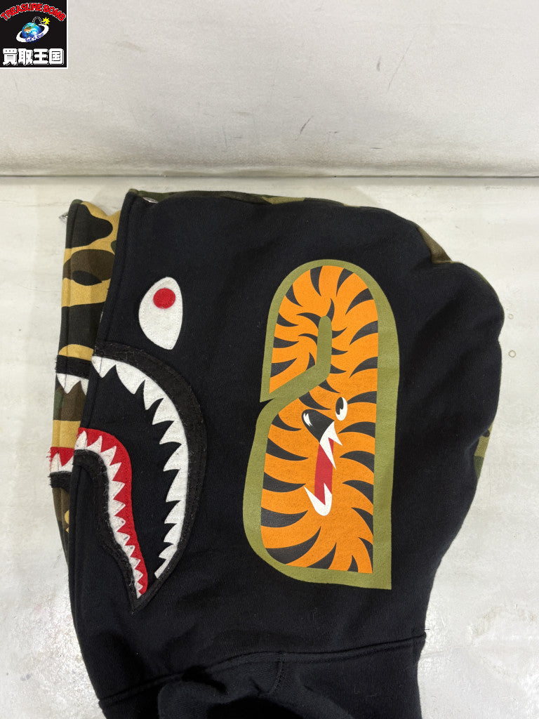 パーカー SHARK FULL ZIP DOUBLE HOODIE M