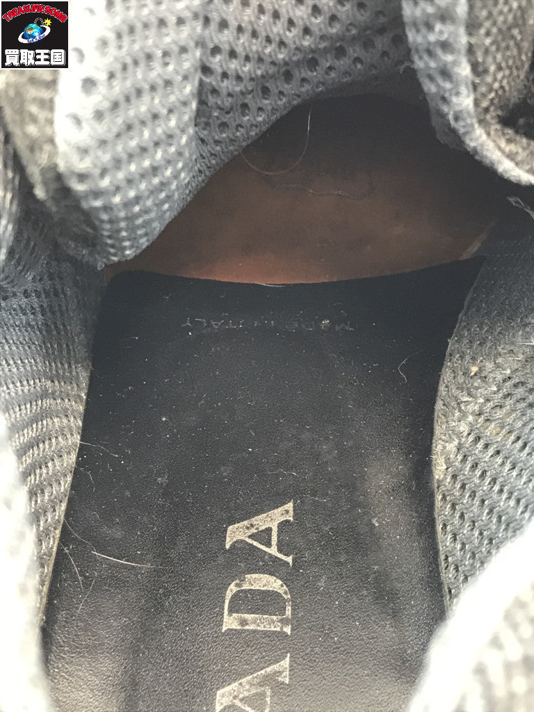 PRADA モカシン ベルクロ スニーカー レザー/ウール 黒 35 1/2