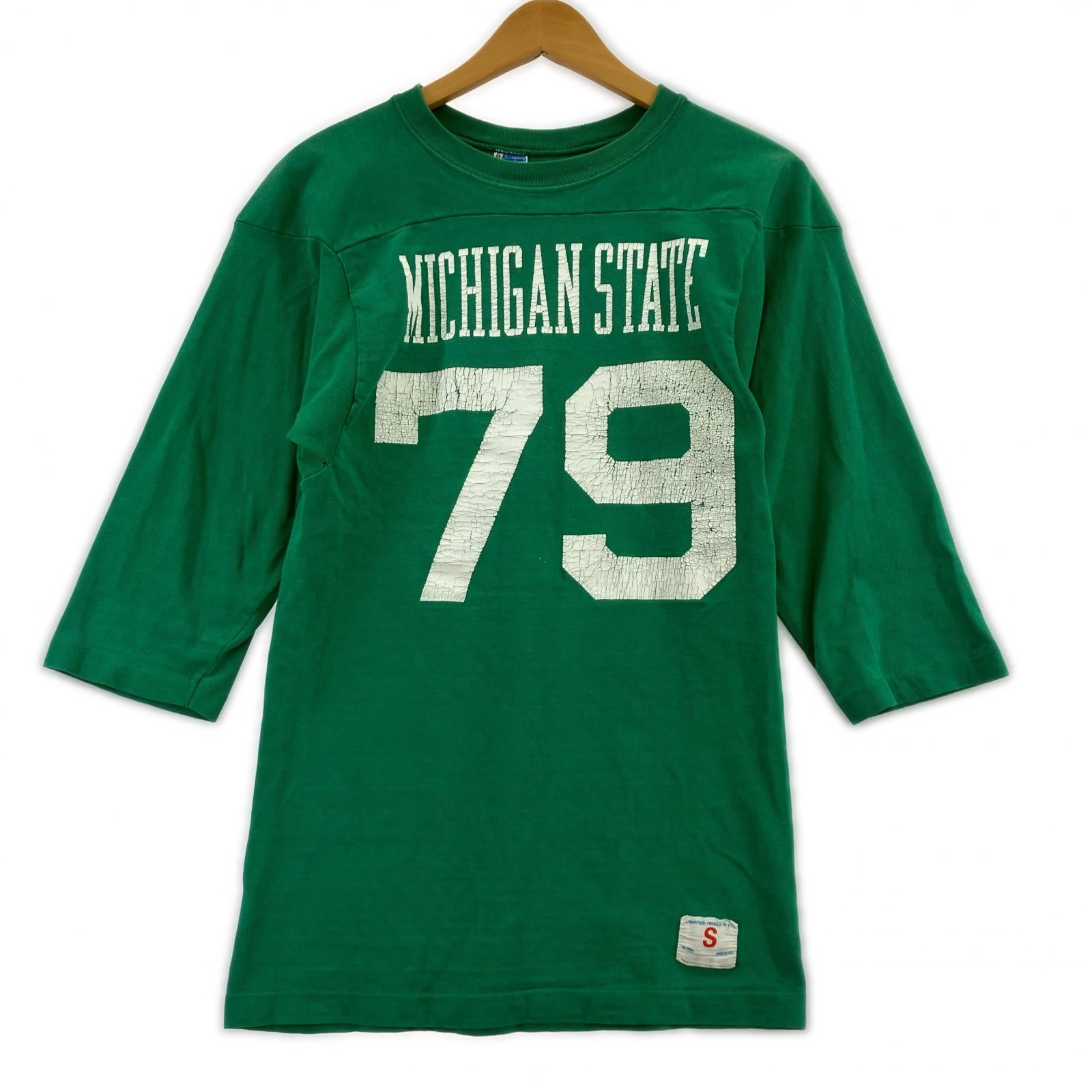長袖Ｔシャツ 70s バータグ フットボールTEE 緑 (S) S グリーン
