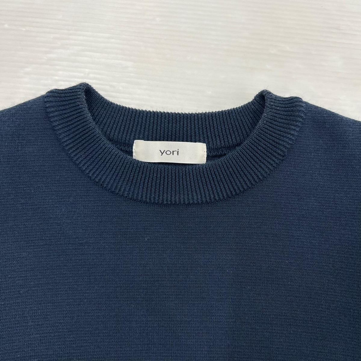 半袖Ｔシャツ yori ｺｯﾄﾝﾊﾟﾌｽﾘｰﾌﾞﾆｯﾄ 紺 フリー