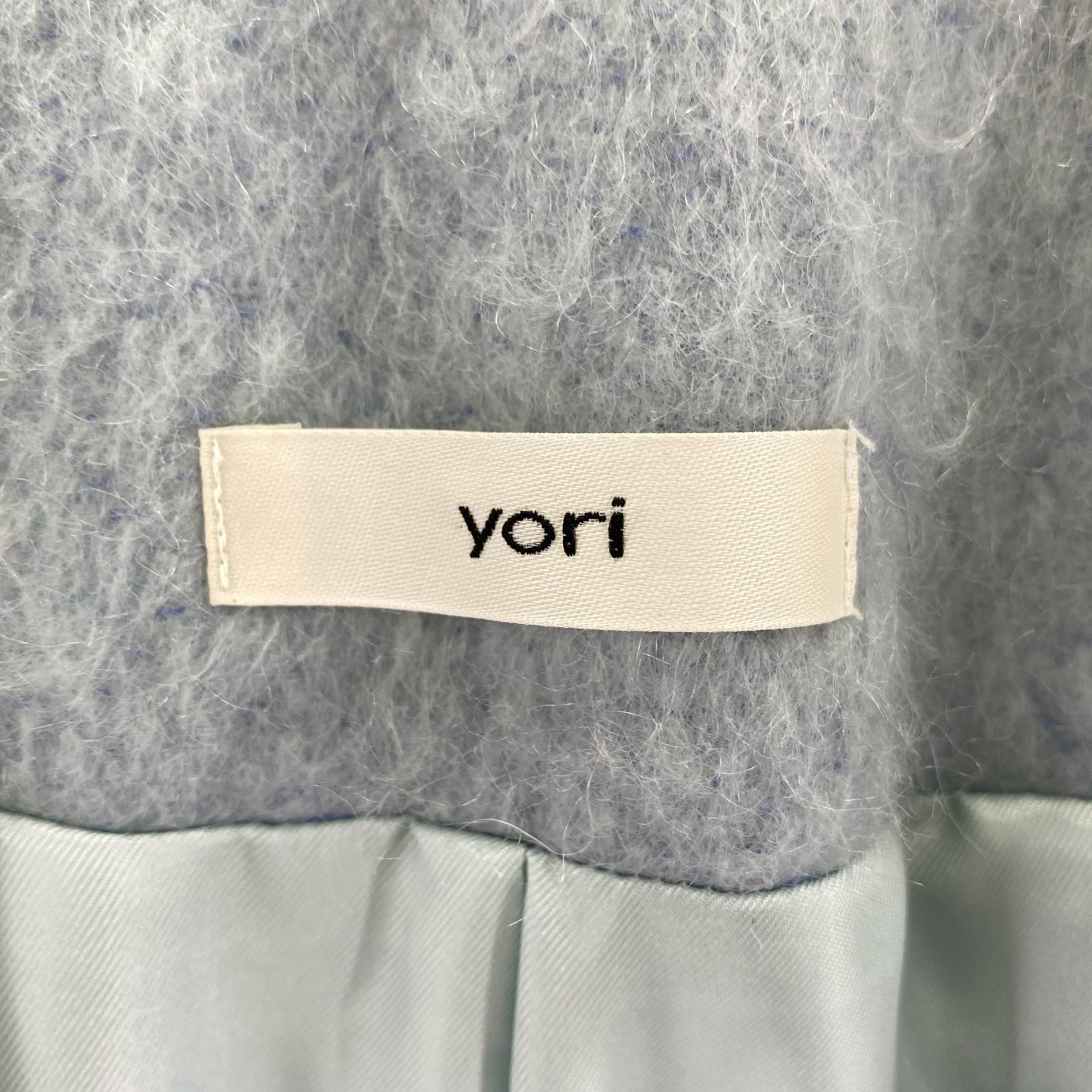 ジャケット yori ウールモヘアシャギージャケット 水色 (F)