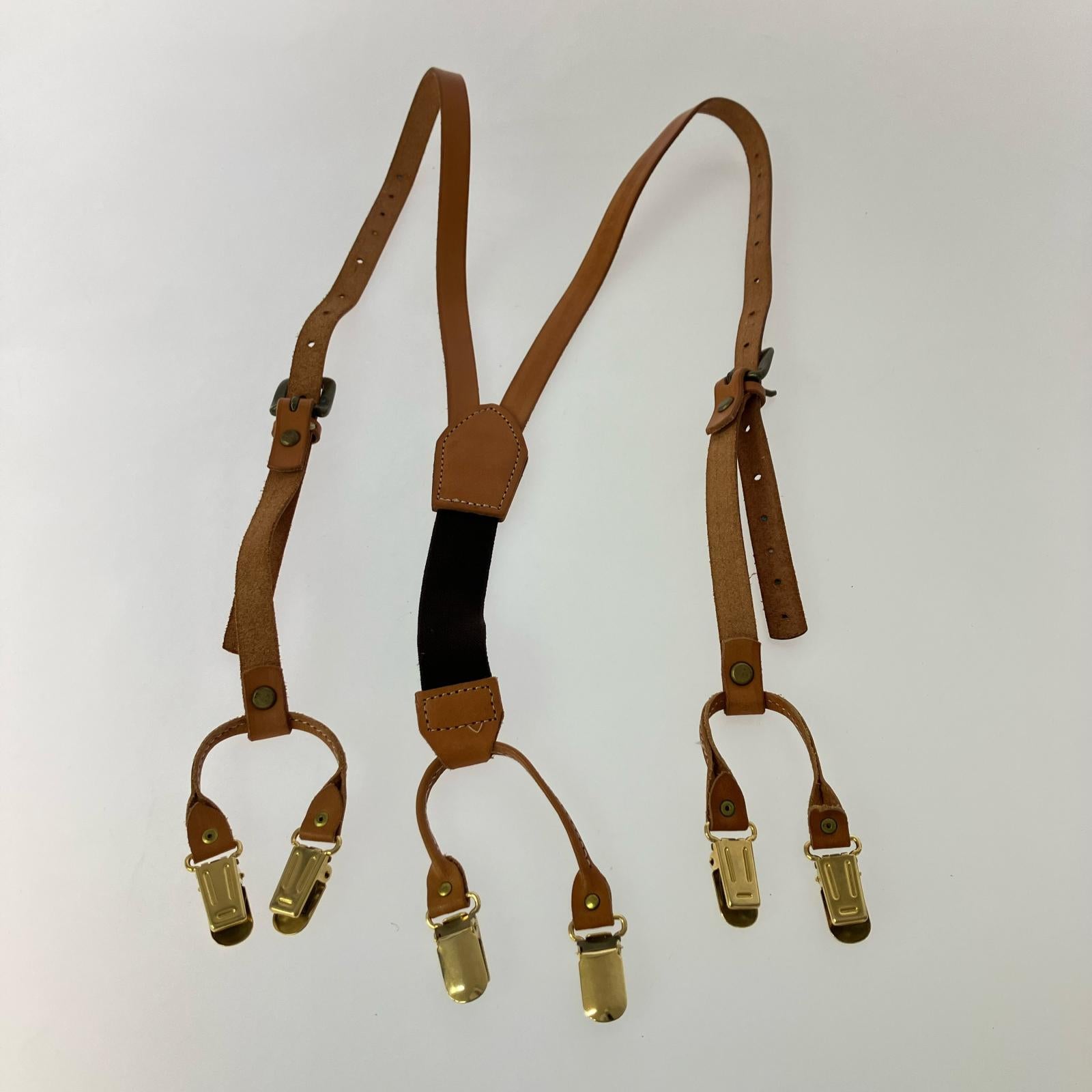 その他アクセサリー レザー サスペンダー ブラウン