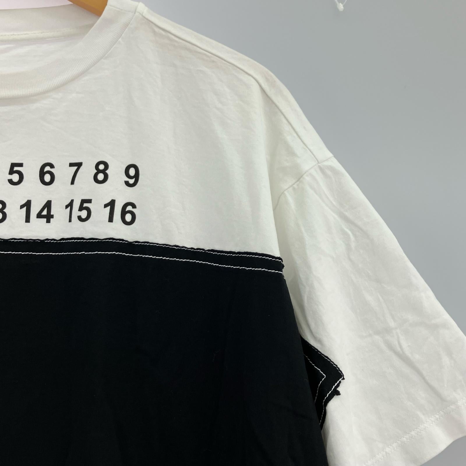 半袖Ｔシャツ SPLICED NUMBERING (48) 白×黒 48