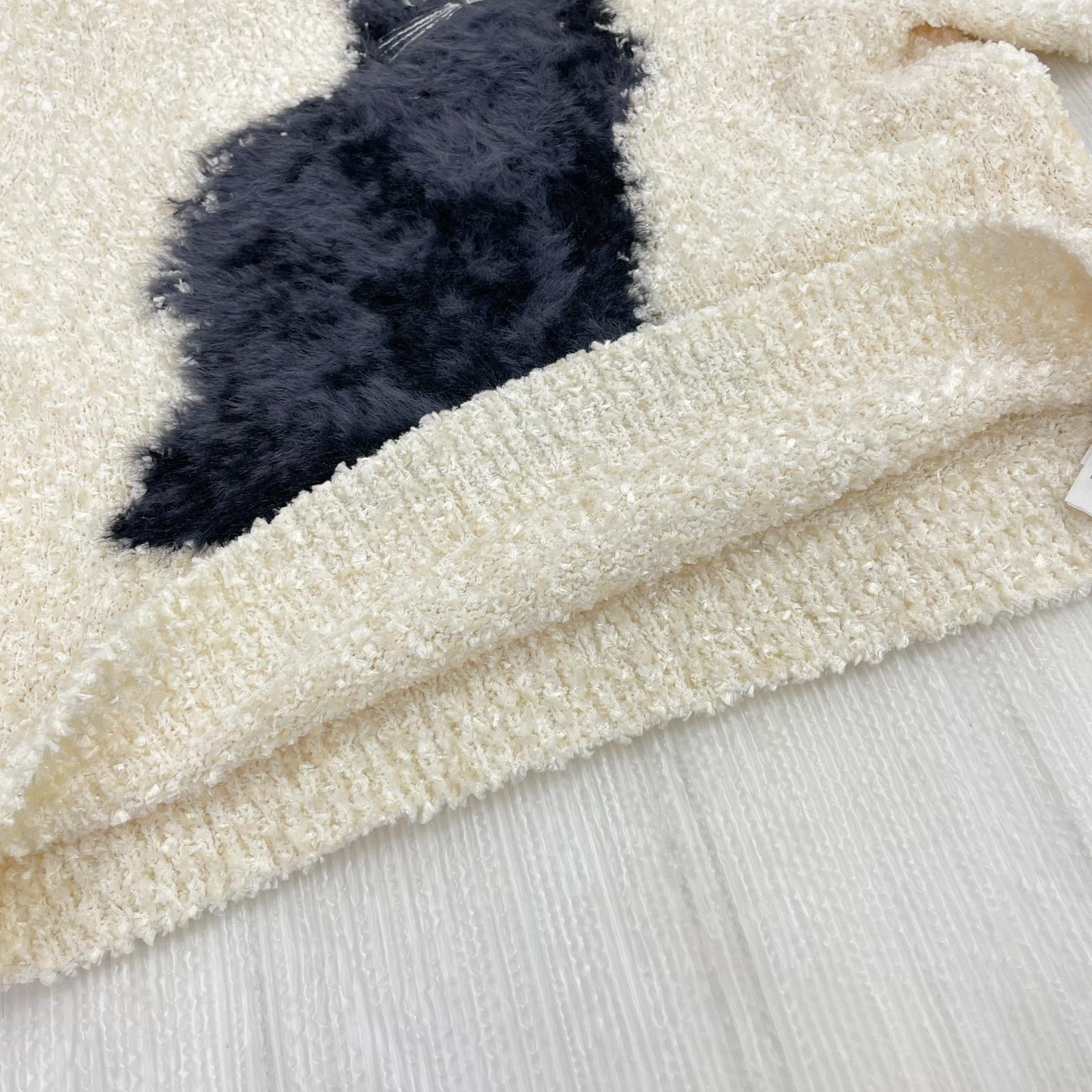 半袖Ｔシャツ キャットモチーフジャガードニット WHT ホワイト
