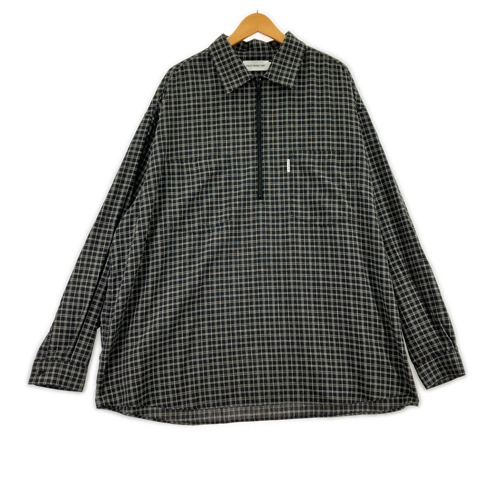 長袖Ｔシャツ Heavy Flannel Check Half Zip Pullover S S ブラック