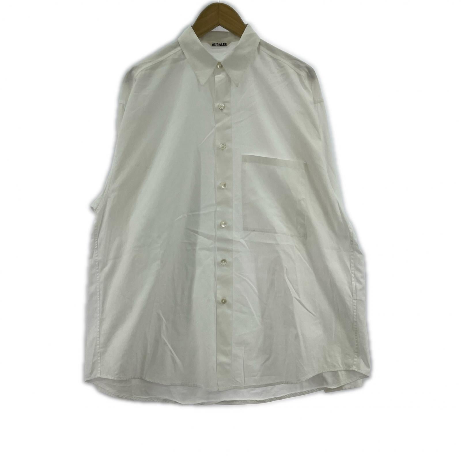 長袖シャツ AURALEE WASHED FINX TWILL BIG SHIRT 4 白 4 ホワイト