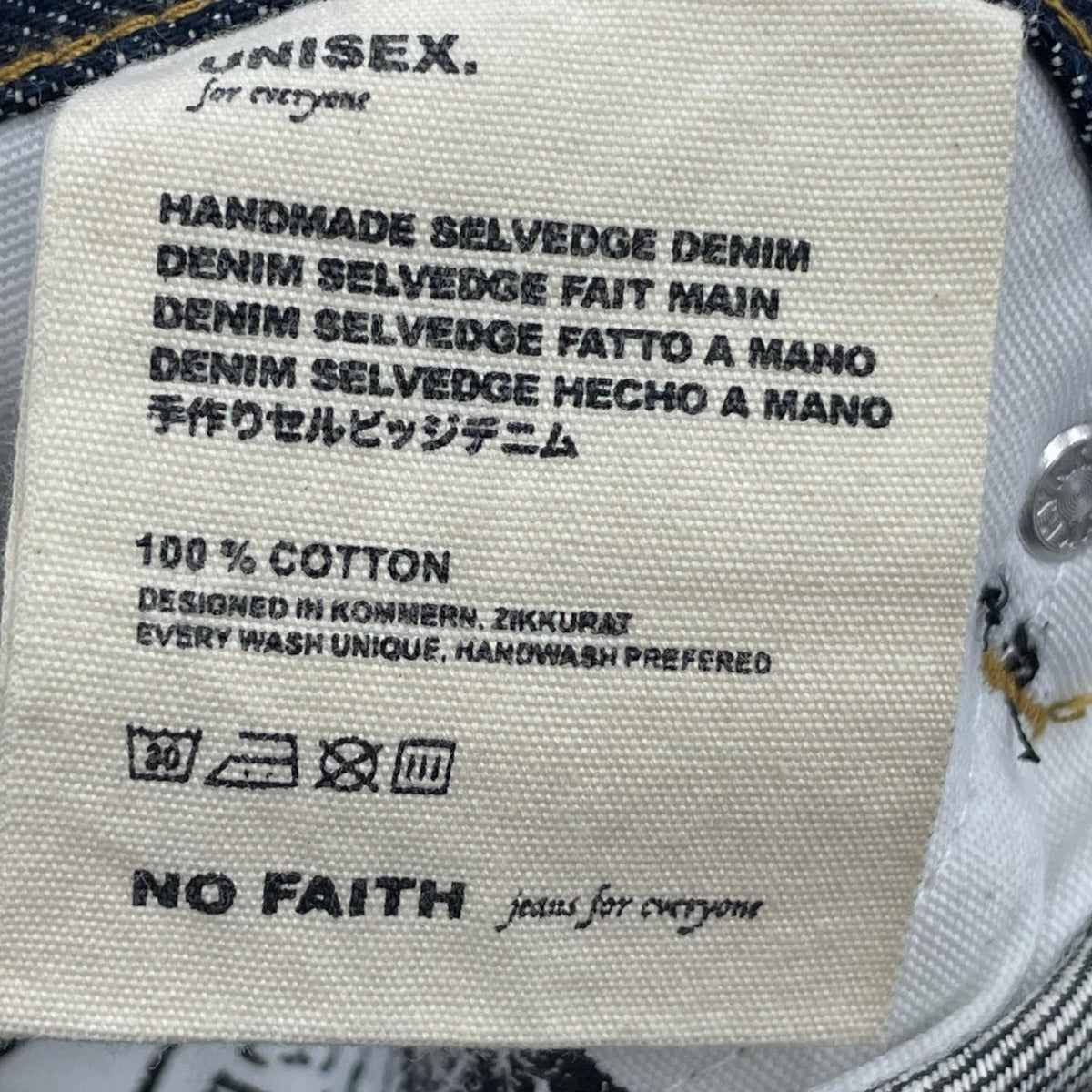 デニムパンツ NO/FAITH STUDIOS RAW DENIM JAPANESE ULTRA LOOSE FIT L L ネイビー