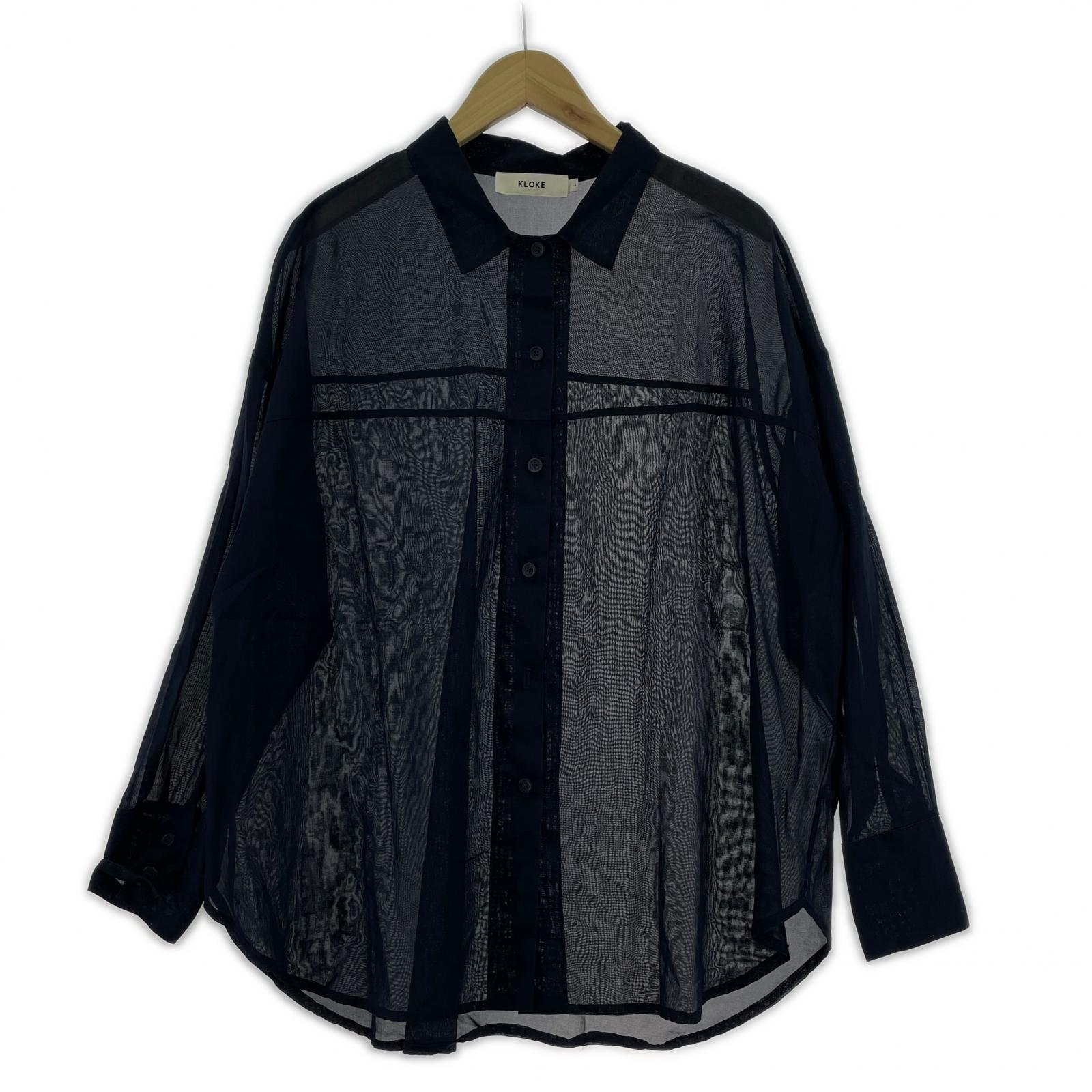 長袖シャツ KLOKE コットンシースルーシャツ L ネイビー L ネイビー