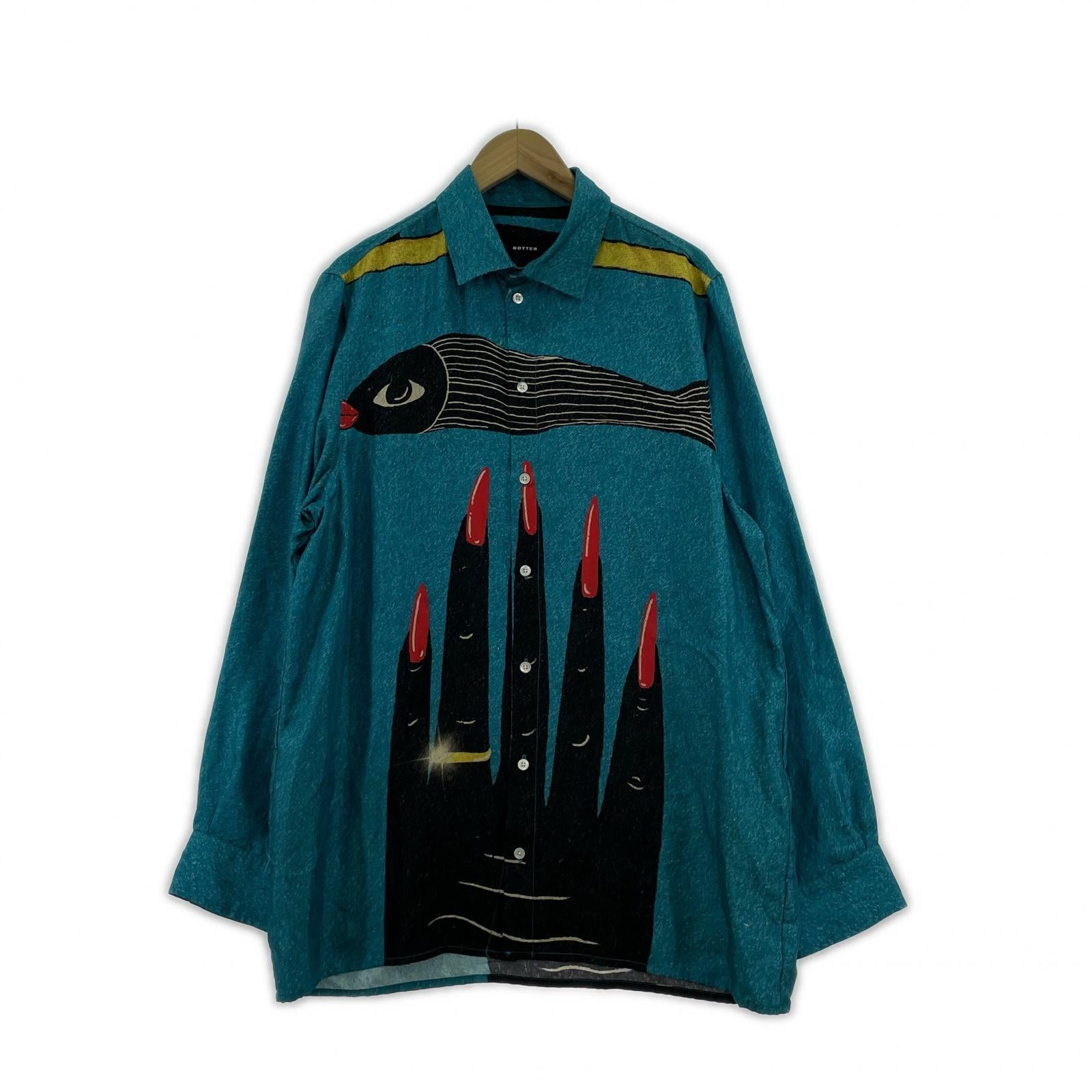 長袖シャツ BOTTER BT CLASSIC SHIRT BLUE HAND シルクシャツ 48 ブルー 48 ブルー