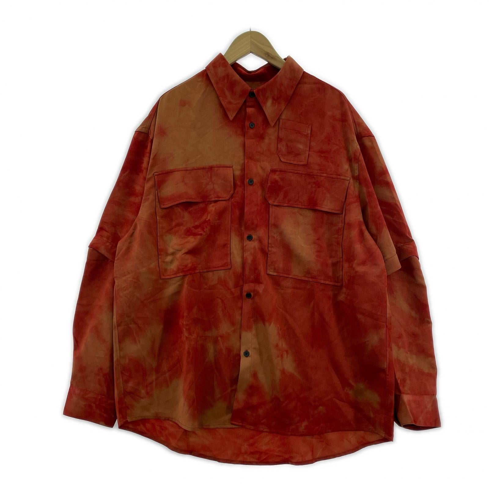 長袖シャツ FFIXXED STUDIOS タイダイシャツジャケット M レッド M レッド
