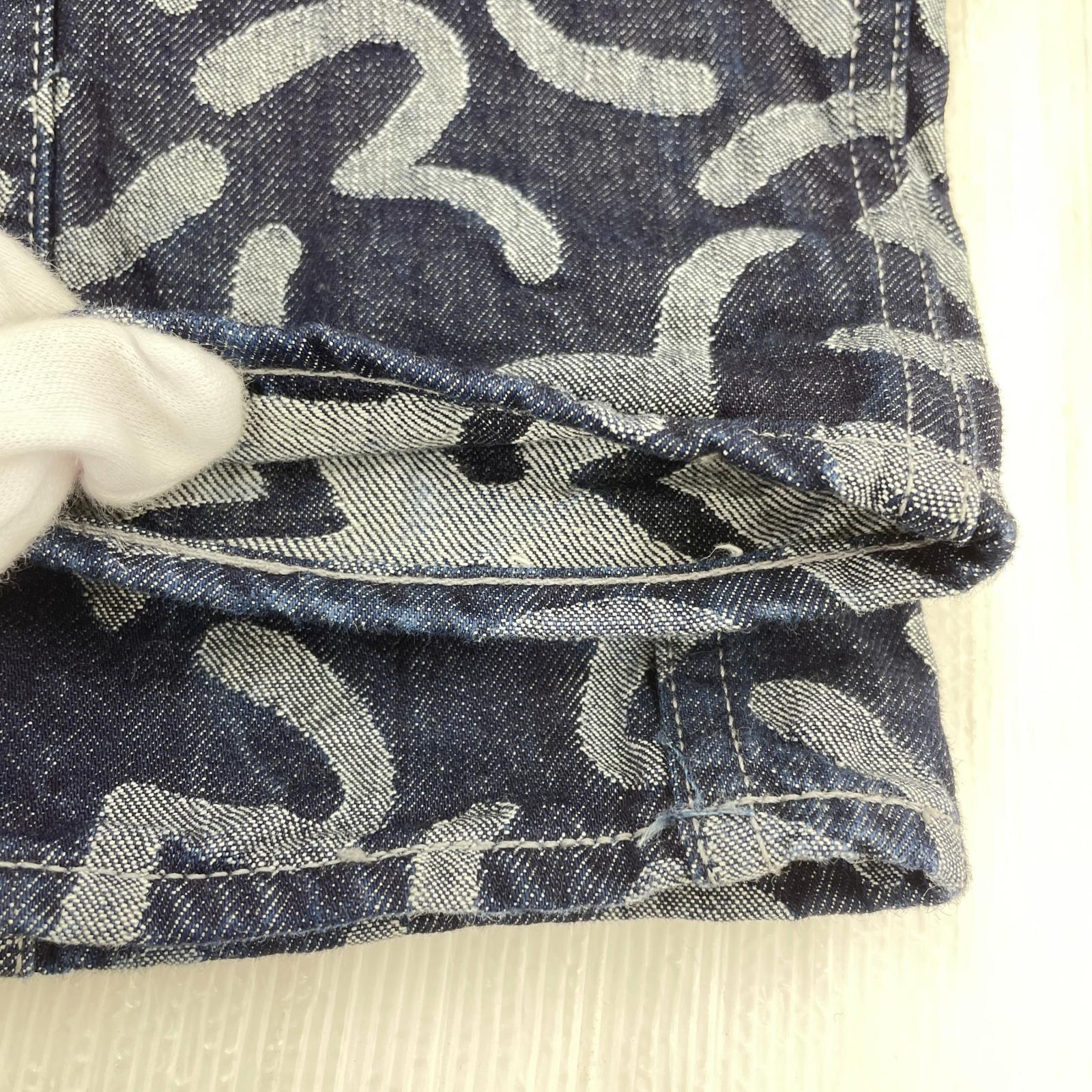 デニムパンツ カモメ総柄 デニムパンツ ブルー