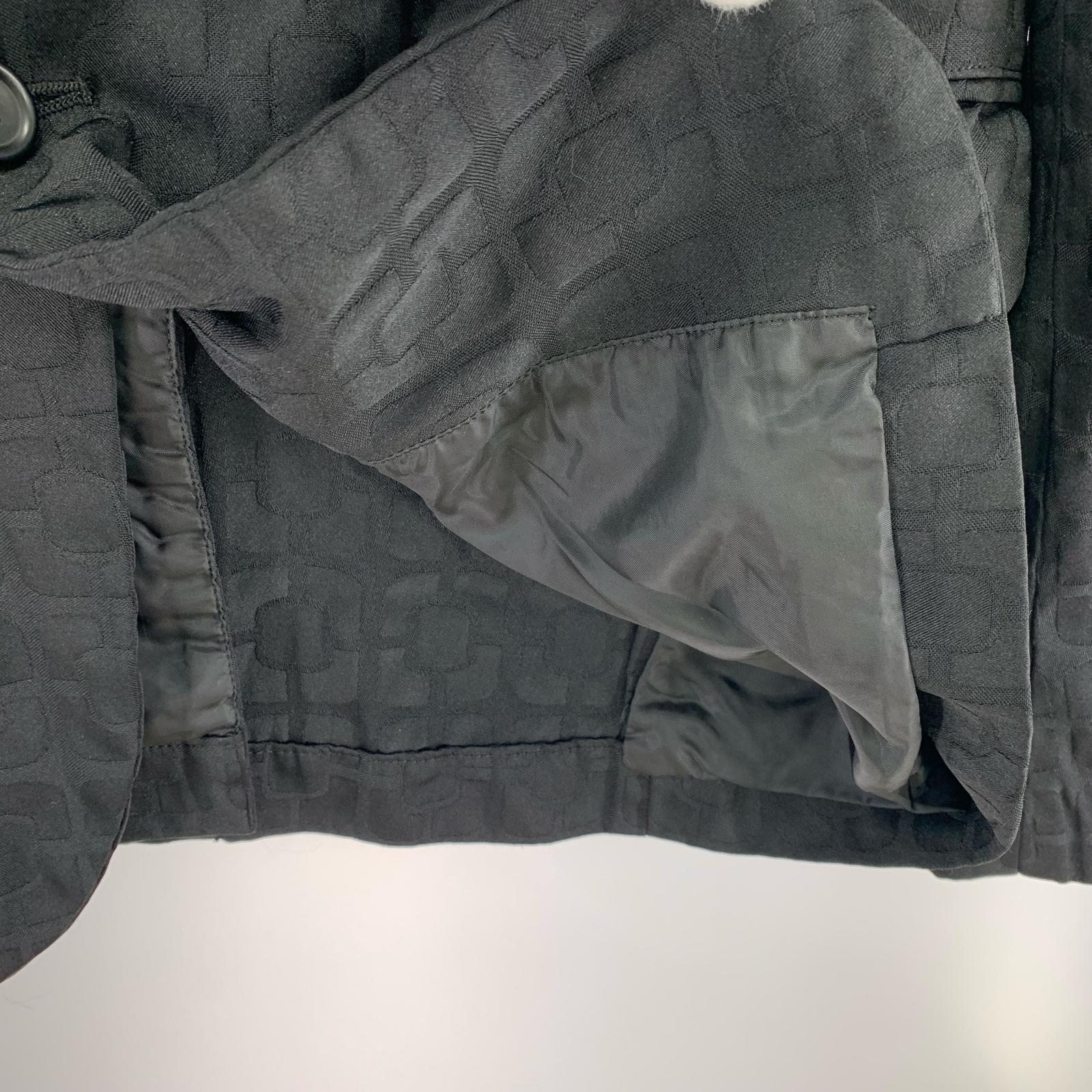 テーラードジャケット ポリ縮 総柄 黒 E-J027 M AD2020 M ブラック
