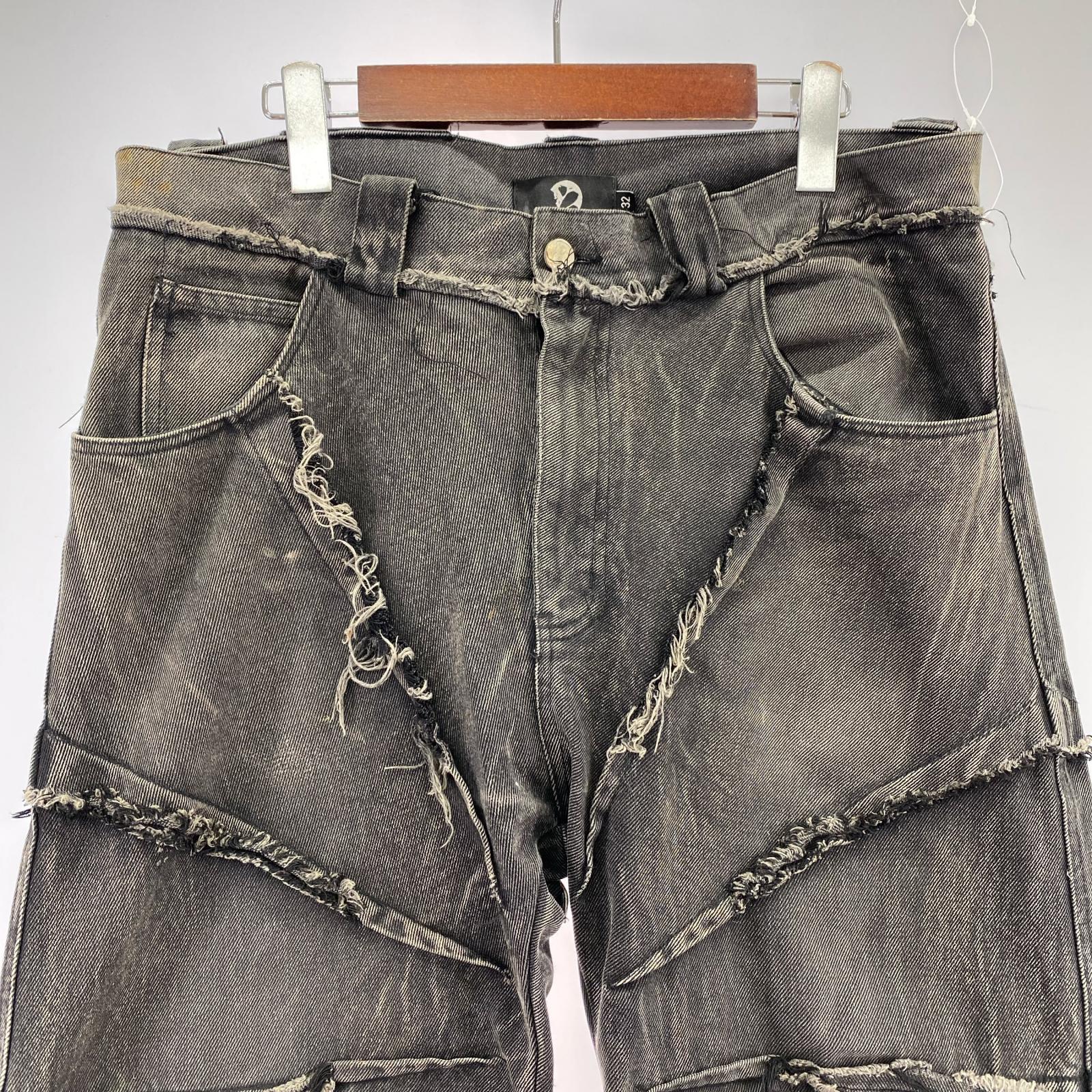 デニムパンツ Cyvist 再構築 フレア ブラック 32 ブラック