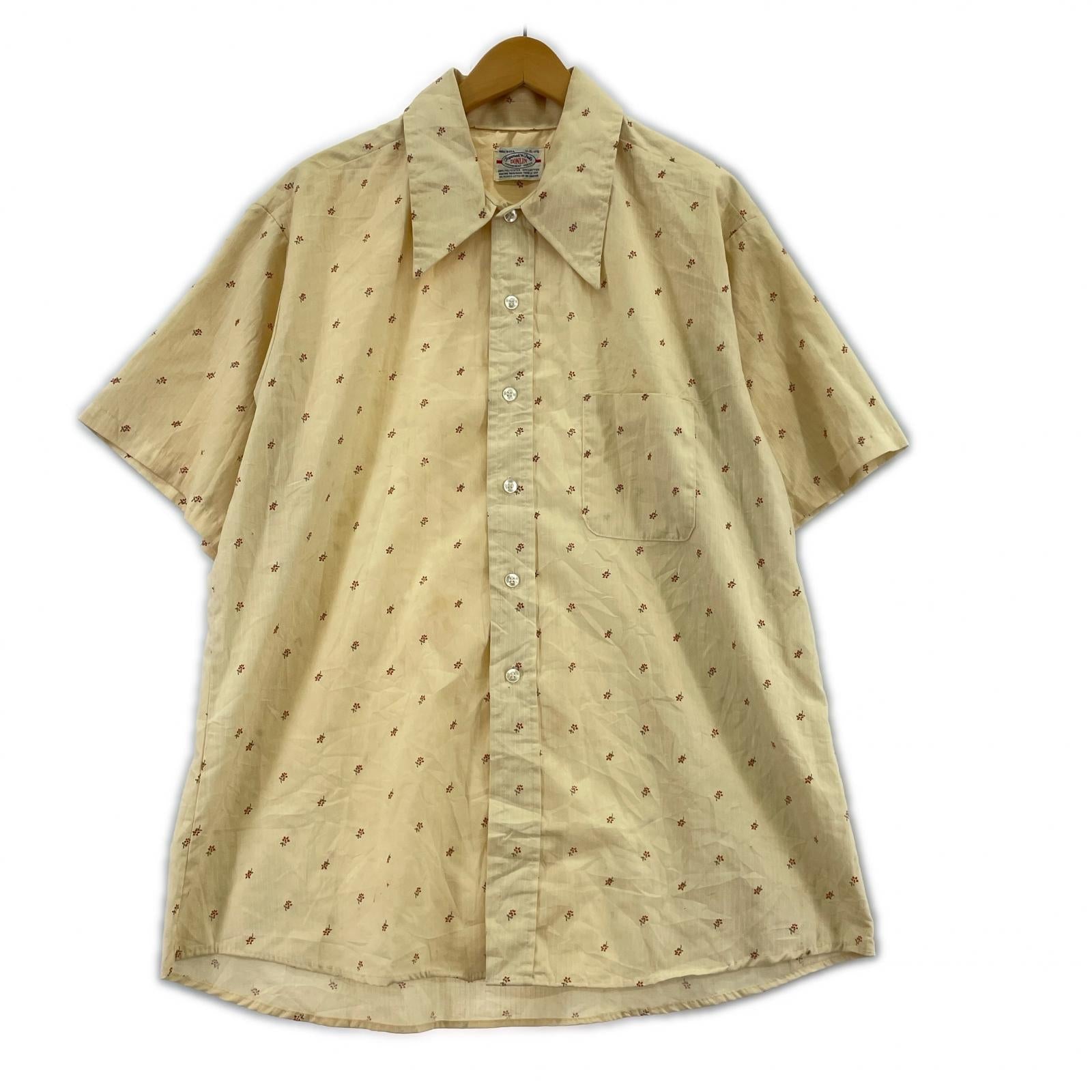 半袖シャツ DONLIN 70s　花柄シャツ ベージュ