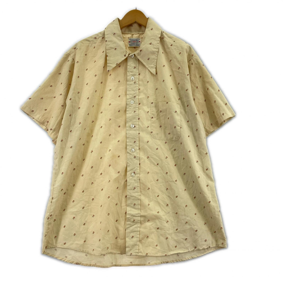 半袖シャツ DONLIN 70s　花柄ｼｬﾂ ベージュ