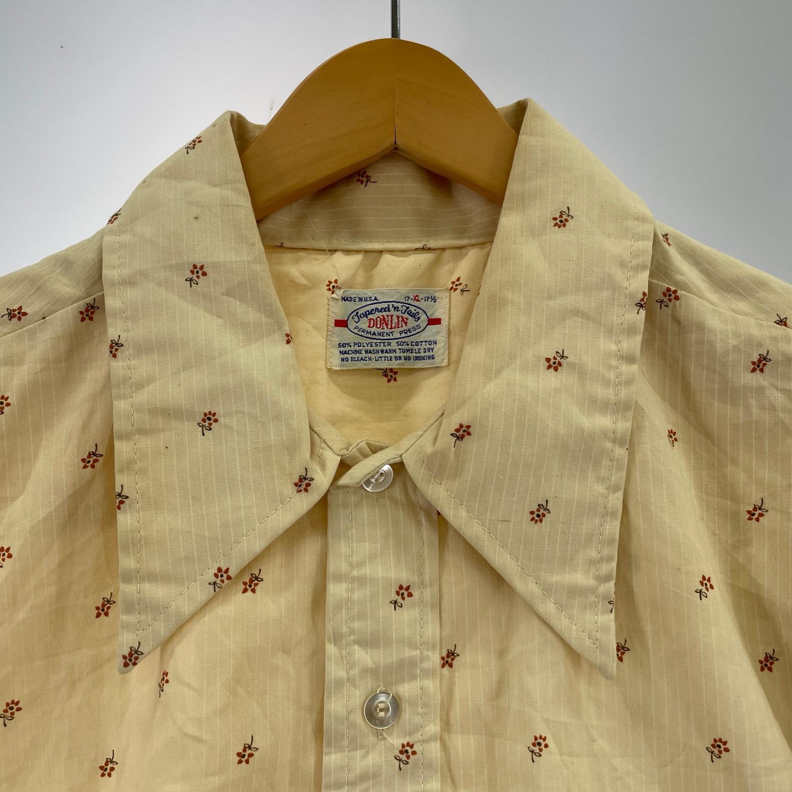 半袖シャツ DONLIN 70s　花柄シャツ ベージュ